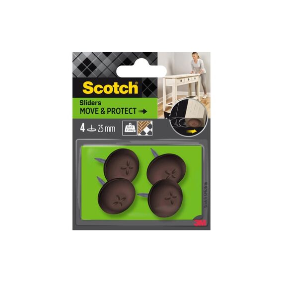 Scotch 3M Stuhlbeingleiter Move & Protect, Ø 25 mm, Braun, 4er Pack