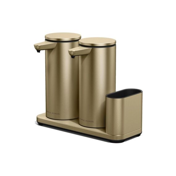SimplehumanSensorspender mit Caddy,2x414 ml Gold matt, Edelstahl