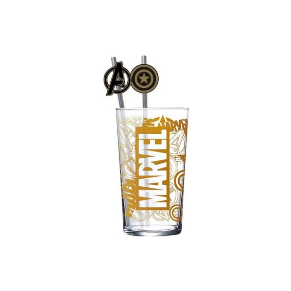 Stor Marvel Glass Logo & Avengers 485 ml Glas, 485 ml