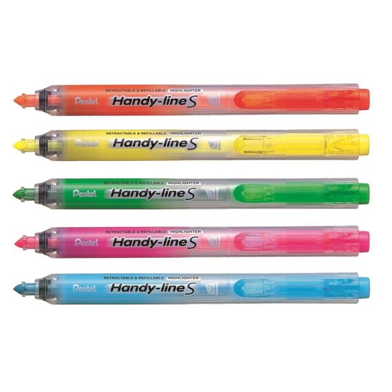 Pentel Textmarker Handy-line S 5er Set, mit Druckmechanik