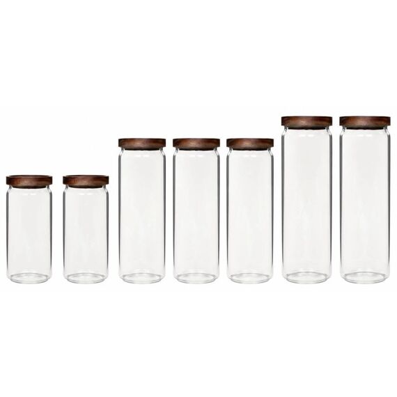 COCON Vorratsdose rund 1500, 1300, 700 KIT Glas,  Deckel Akazie