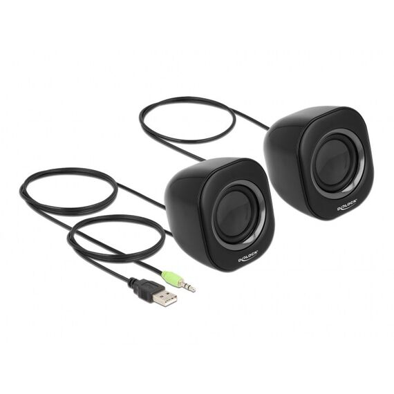 DeLOCK Mini Stereo PC Lautsprecher mit 3,5 mm Klinkenstecker und USB Stromversorgung