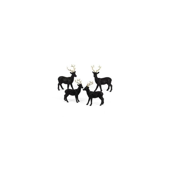CHALET Poly-Hirsch stehend 2 Modelle 14x6xh16cm schwarz-gold