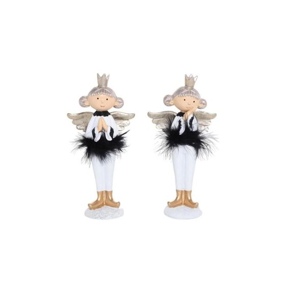 CHALET Dekoengel Anke 2er Set 8x5x15cm weiss/schwarz
