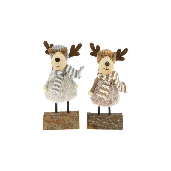 CHALET Renntier Leander 2er Set 7x4.7x16.5cm natur/grau