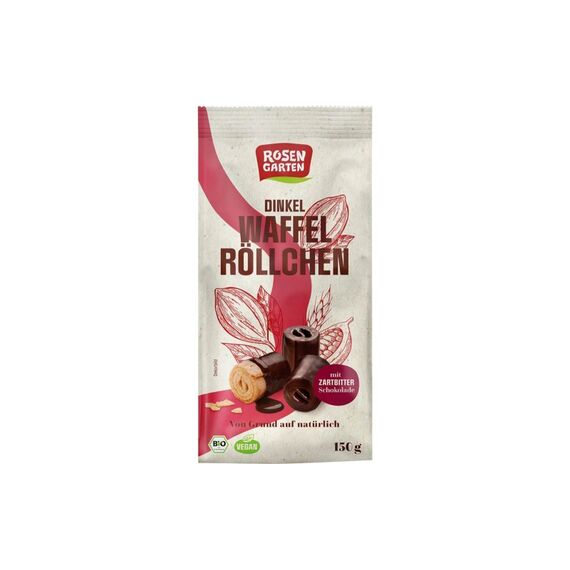 Dinkel-Waffelröllchen Zartbitter 150g