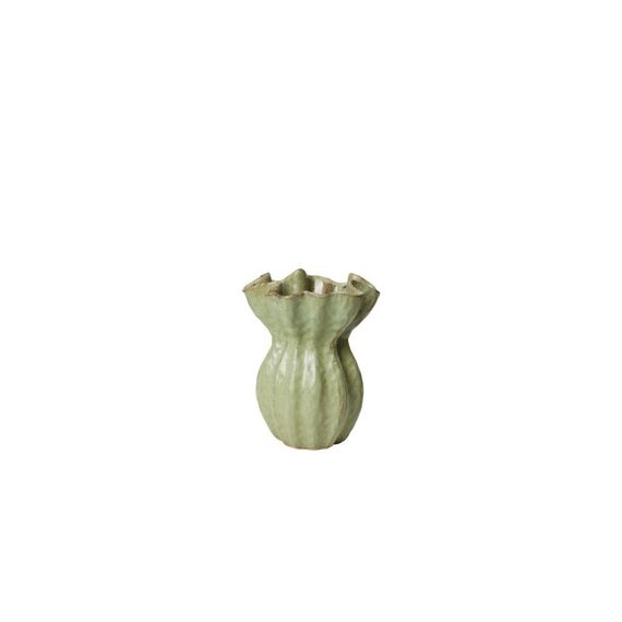 Broste Copenhagen BC Cori Vase Antique Green, Reaktiv glasierte Keramik