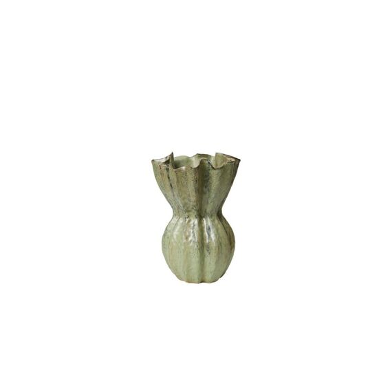 Broste Copenhagen BC Cori Vase Antique Green, Reaktiv glasierte Keramik