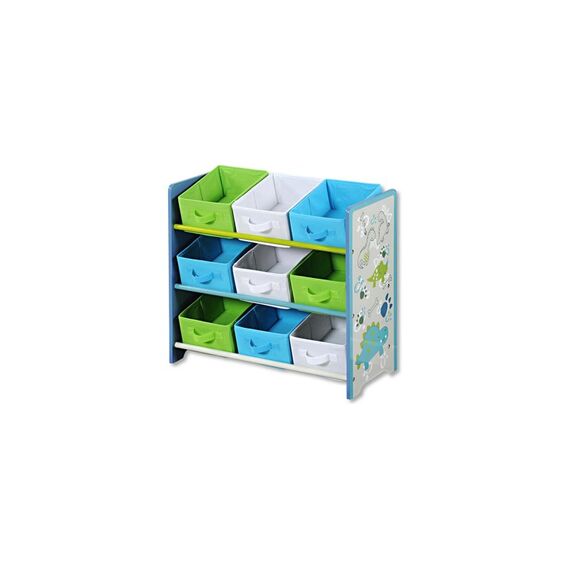 Kesper Kinderregal mit 9 Stoffboxen Dino B 65 x H 60 x T 30 cm, Mehrfarbig