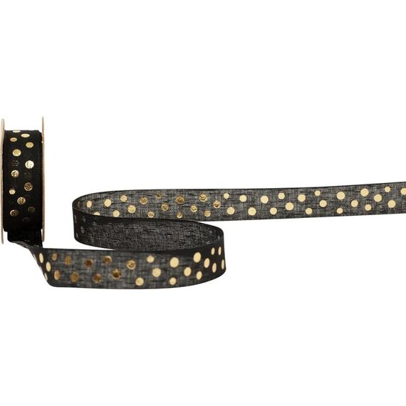 Spyk Geschenkband Golda schwarz-gold, B: 16 mm, L: 3 m