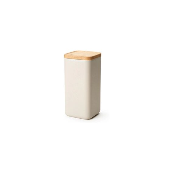 Continenta Keramik Vorratsdose sand mit Holzdeckel 10.5x10.5x22cm