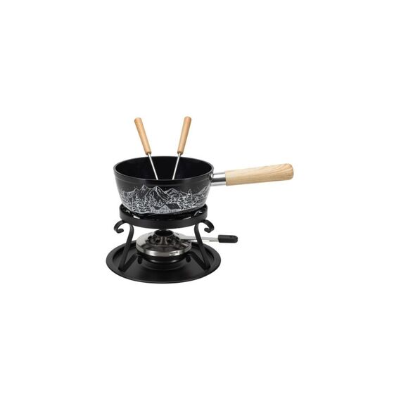 Nouvel Käsefondue - Set Winterdorf, Aluminium, 5-teilig, schwarz
