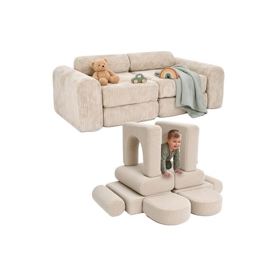 Relaxdays Kinder Spielsofa modular 10-teilig, Beige