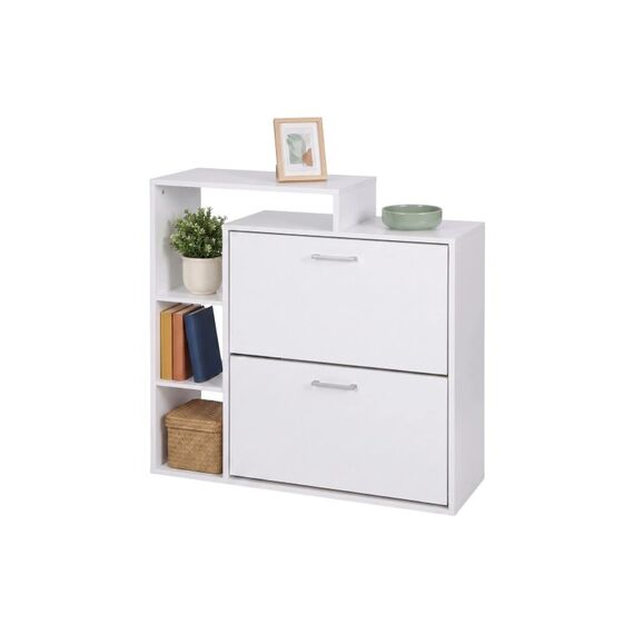 Relaxdays Schuhschrank mit 2 Klappen Weiss