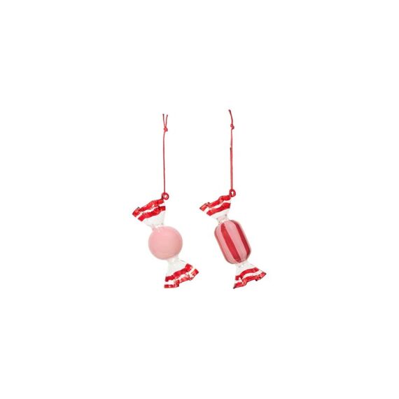 Broste Copenhagen BC Candy Ornament Aufhänger Dusty Pink/Red 6 Stück Glas