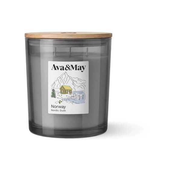 AVA & MAY Duftkerze Norwegen, 550 gr Brenndauer 70h, 100% pflanzlicher Wachs