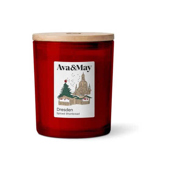 AVA & MAY Duftkerze Dresden, 220 gr Brenndauer 56h, 100% pflanzlicher Wachs