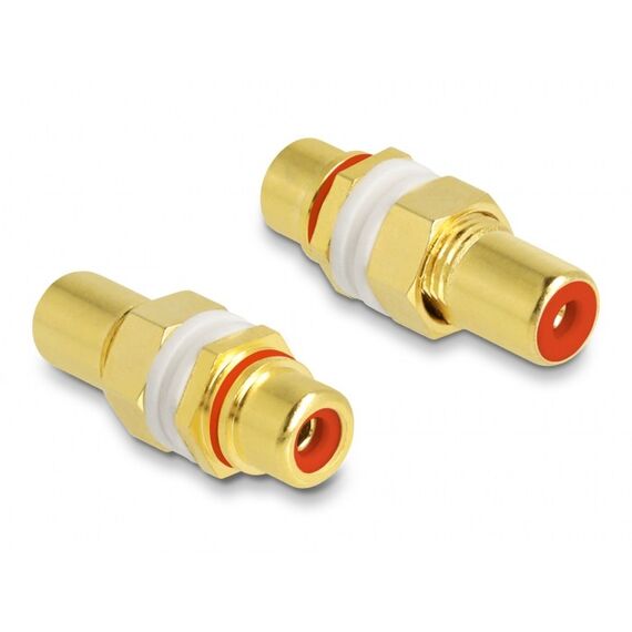 DeLOCK Audio Adapter Cinch Buchse zu Buchse zum Einbau, Farbring rot
