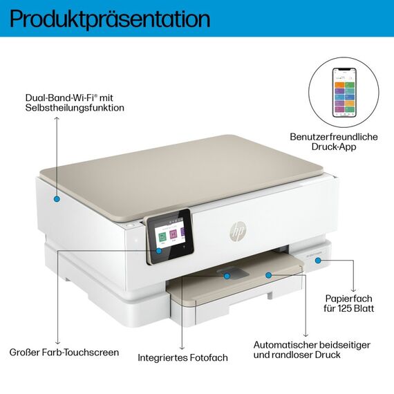 HP ENVY Inspire 7220e Wireless All-in-One Farbe Drucker, Instant Ink; Kopierer, Scanner, 4 image