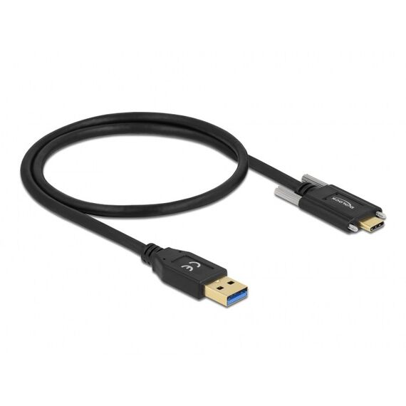 DeLOCK SuperSpeed USB 10 Gbps (USB 3.2 Gen 2) Kabel Typ-A Stecker zu USB Type-C Stecker mit Schrauben seitlich 0,5 m