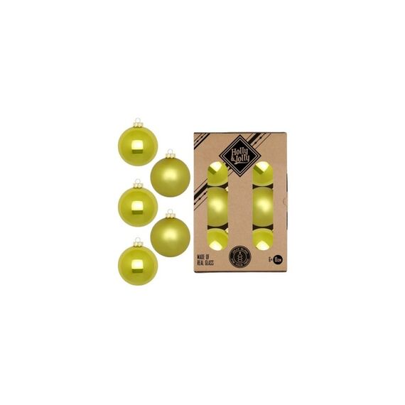 Holly & Jolly H&J Weihnachtskugel Juicy Lime, 6 Stück Glas, D: 10 cm