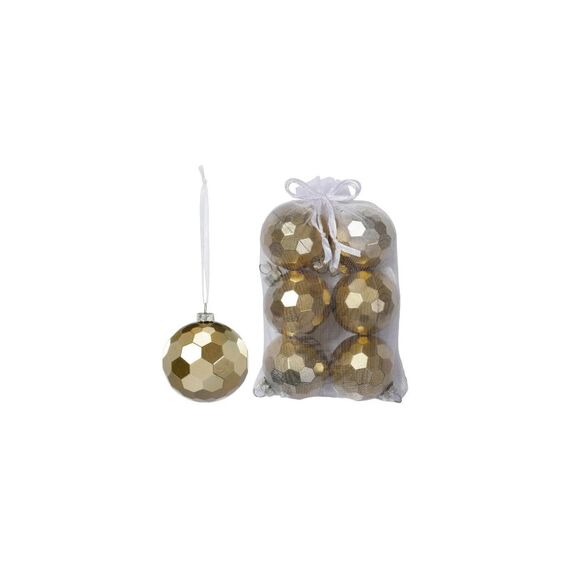 Holly & Jolly H&J Weihnachtskugel Discokugeln Gold, 6 Stk D: 4 cm, Kunststoff