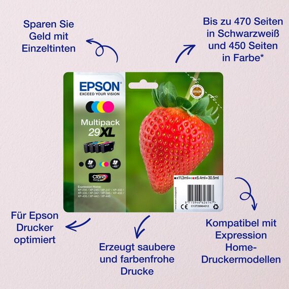 Epson Strawberry Multipack 4-colours 29XL Claria Home Ink