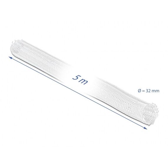 DeLOCK Geflechtschlauch mit Klettverschluss 5 m x 32 mm weiß