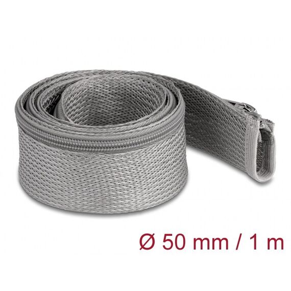 DeLOCK Geflechtschlauch mit Reißverschluss hitzebeständig 1 m x 50 mm grau