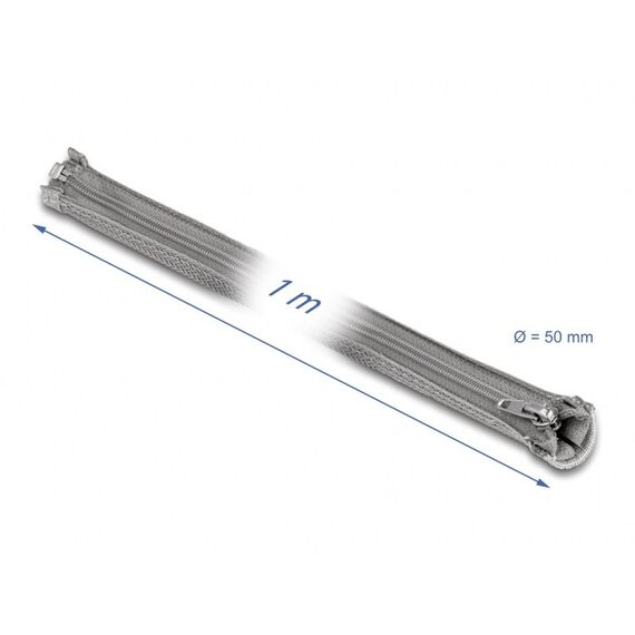 DeLOCK Geflechtschlauch mit Reißverschluss hitzebeständig 1 m x 50 mm grau, 2 image