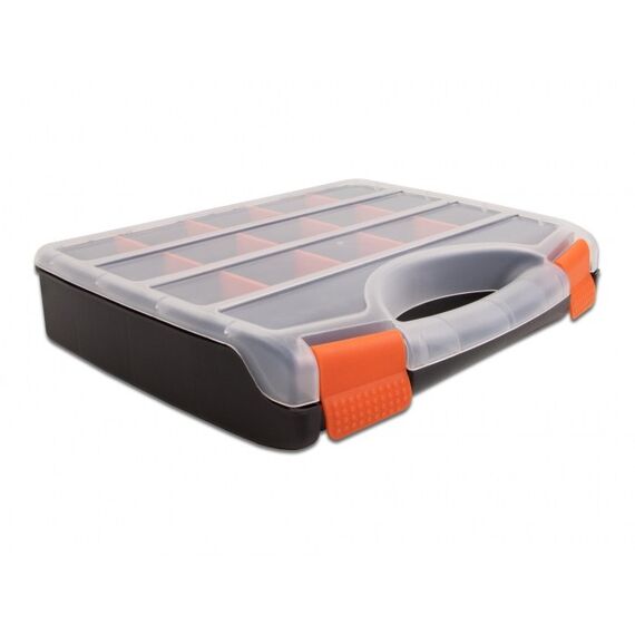 DeLOCK Sortimentsbox mit 17 Fächern 320 x 255 x 60 mm orange / schwarz