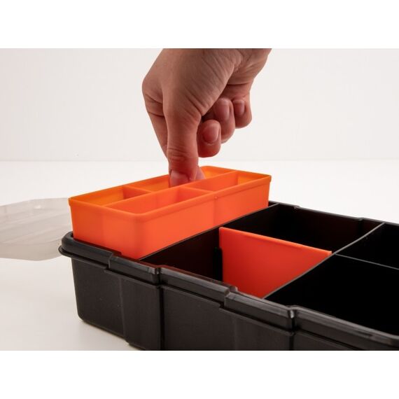 DeLOCK Sortimentsbox mit 11 Fächern 220 x 155 x 60 mm orange / schwarz, 2 image