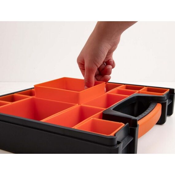 DeLOCK Sortimentsbox mit 14 Fächern 312 x 272 x 60 mm orange / schwarz, 2 image