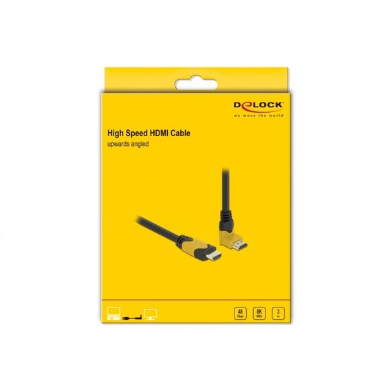 DeLOCK High Speed HDMI Kabel Stecker gerade zu Stecker 90° oben gewinkelt 48 Gbps 8K 60 Hz 3 m, 3 image
