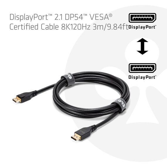 CLUB3D DisplayPort™ 2.1 DP54™ VESA® Certified Cable 8K120Hz 3m/ 9.84ft, 2 image