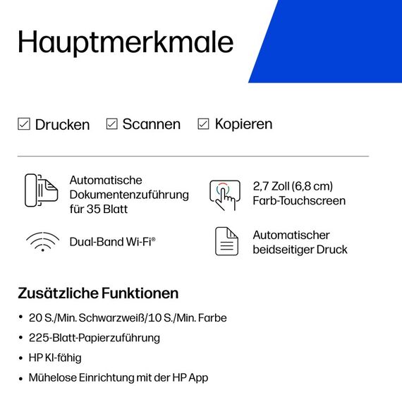 HP OfficeJet Pro 8125e Wireless All-in-One Farbe Drucker, Instant Ink; Beidseitiger Druck, 11 image