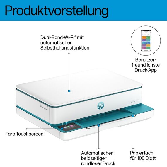 HP ENVY 6122e Wireless All-in-One Farbe Drucker, Instant Ink; Fotodruck, 2 image