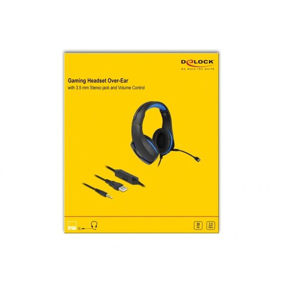 DeLOCK Gaming Headset Over-Ear mit 3,5 mm Klinkenstecker und blauem LED Licht für PC, Notebook und Spielekonsolen, 3 image