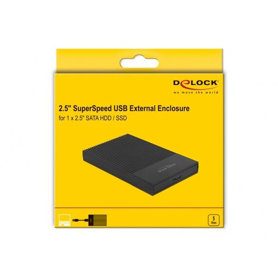DeLOCK Externes Gehäuse für 2.5″ SATA HDD / SSD mit SuperSpeed USB Typ Micro-B Buchse - werkzeugfrei, 3 image