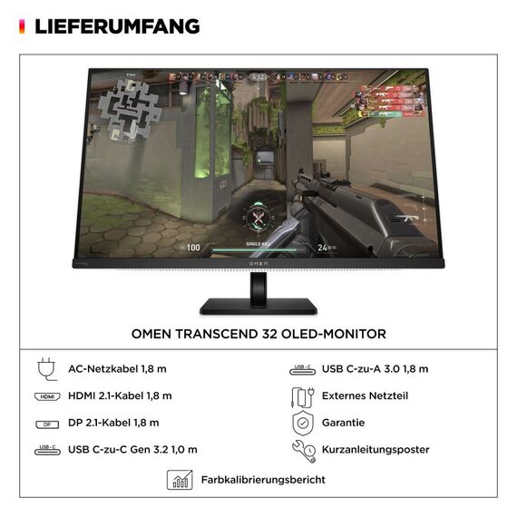 HP OMEN Transcend 31,5 Zoll UHD 240 Hz OLED Gaming-Monitor – Transcend 32, 4 image