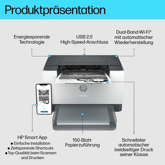 HP LaserJet M209dw Wireless Schwarzweiß Drucker, Duplex, 3 image