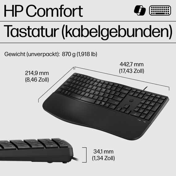 HP 485 Comfort kabelgebundene Tastatur, 2 image