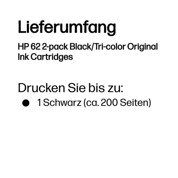 HP 62 2er-Pack Schwarz/Cyan/Magenta/Gelb Original Druckerpatronen, 3 image