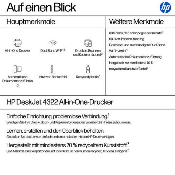 HP DeskJet 4322 Wireless All-in-One Farbe Drucker, 3 image