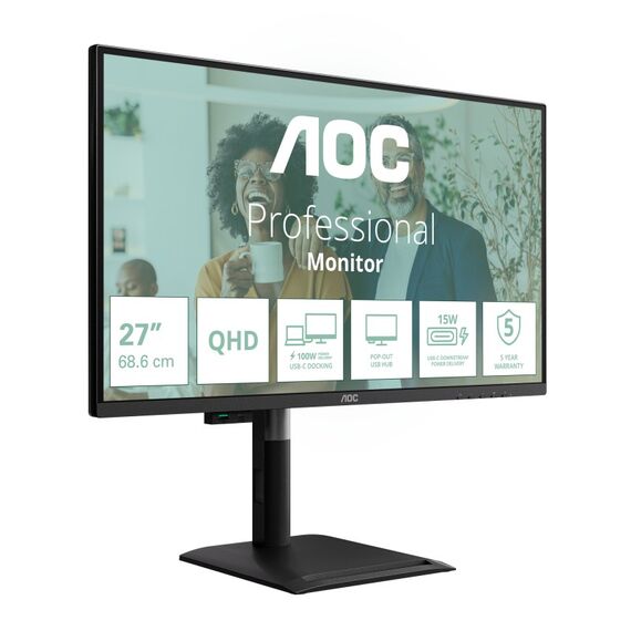 AOC Q27P4CV Computerbildschirm 68,6 cm (27") 2560 x 1440 Pixel Quad HD LED Schwarz, 2 image