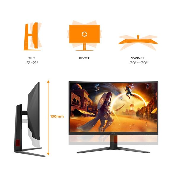 AOC G4 C32G4Z Computerbildschirm 80 cm (31.5") 1920 x 1080 Pixel Full HD LCD Schwarz, Rot, 3 image