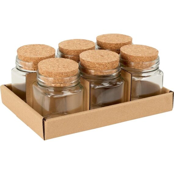 Nize COCON Vorratsglas 6er Set 160 ml glass jar cork 65x65x90