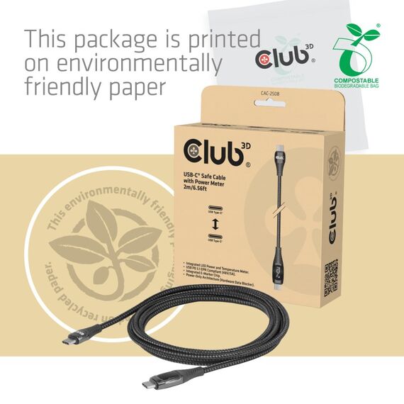 CLUB3D USB-C® Safe Kabel mit Lade-Display 240W ohne Datentransfer, 2 m, 9 image