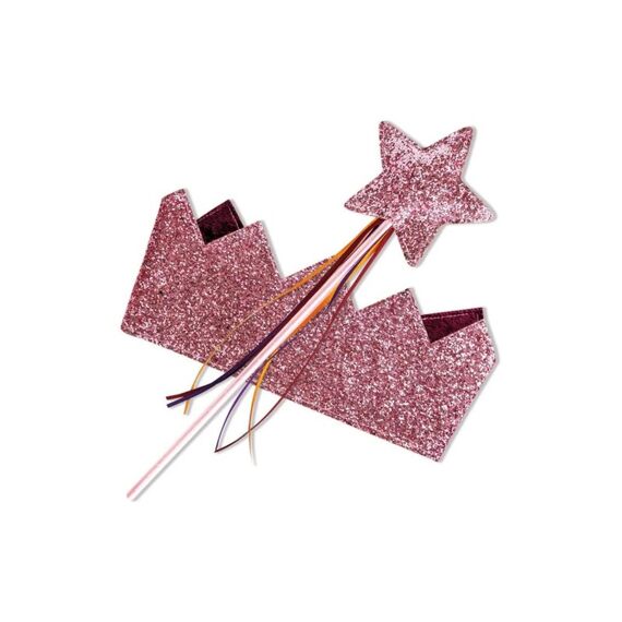 Papierdrachen Glitzerkrone und Zauberstab