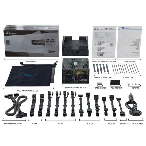 Seasonic PRIME Fanless TX Netzteil 700 W 20+4 pin ATX ATX Schwarz, 4 image